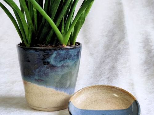Plant Pot | Ocean Blue & Sand beige | Medium Size