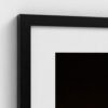 prodigi-GLOBAL-CFPM-28X40-framecolour_black-glaze_acrylic _ perspex-frame_classic-papertype_ema-substrateweight_200gsm-mount_2.4mm-mountcolour_snow white (4) Close-up of the corner of a framed Butcher’s Broom fine art print with black frame and snow white mount